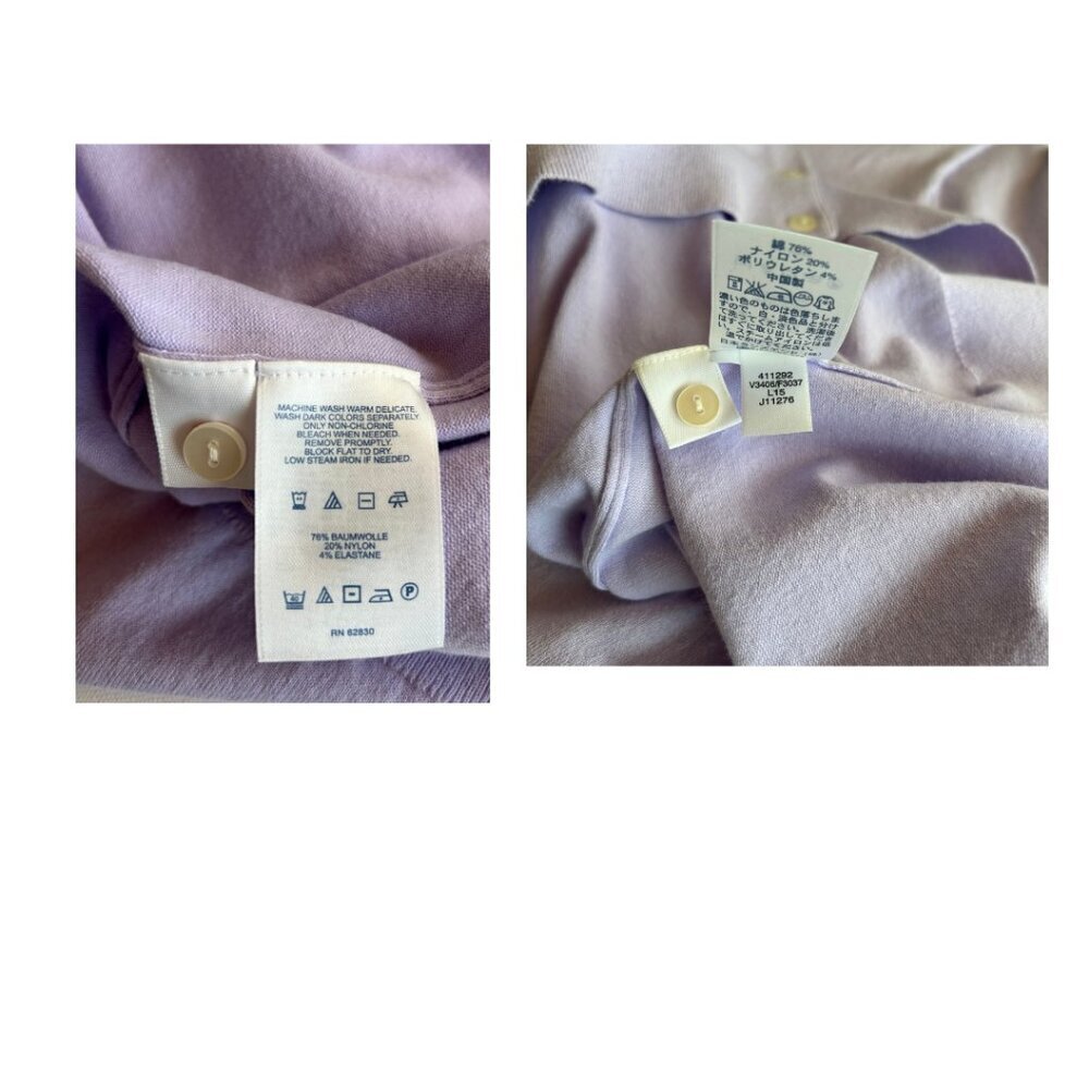 Lands‎ End Women's Fine Gauge Cotton Cardigan Size Large Lilac Purple - Picture 3 of 6